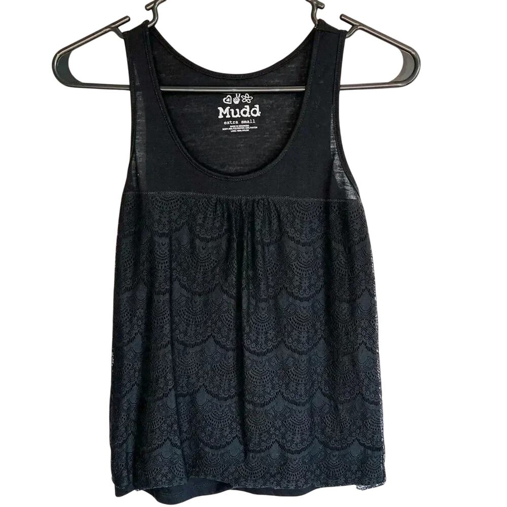 Mudd black lace babydoll tank top  Size  XS
